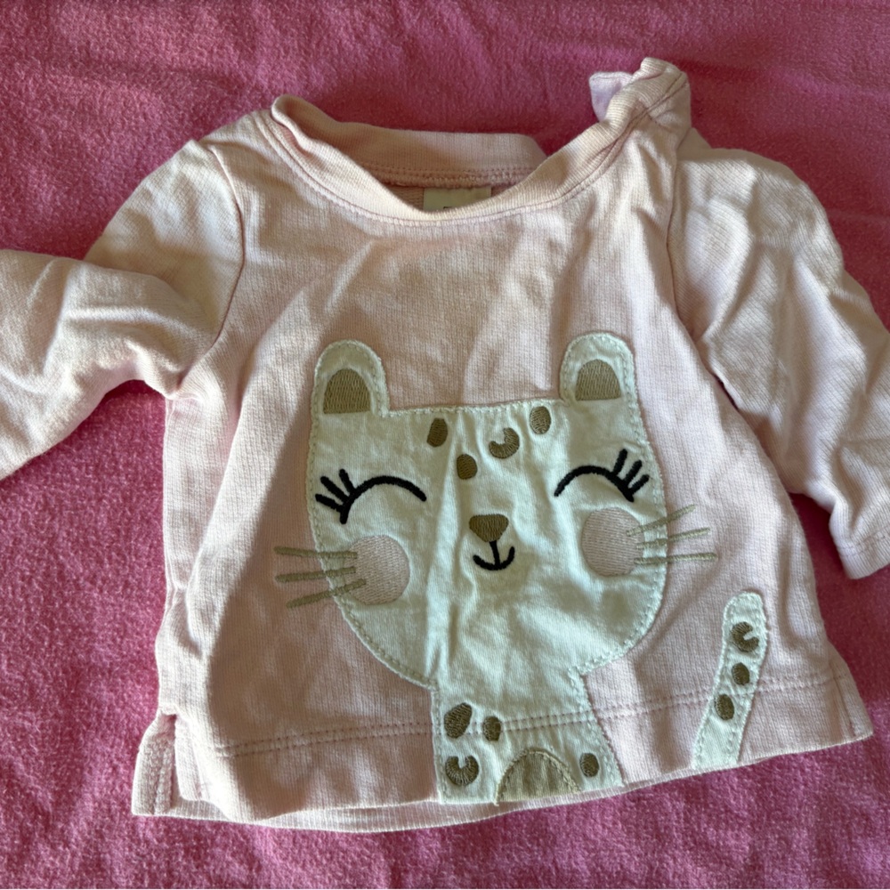 Pink Long Sleeve Baby Top with Animal Design